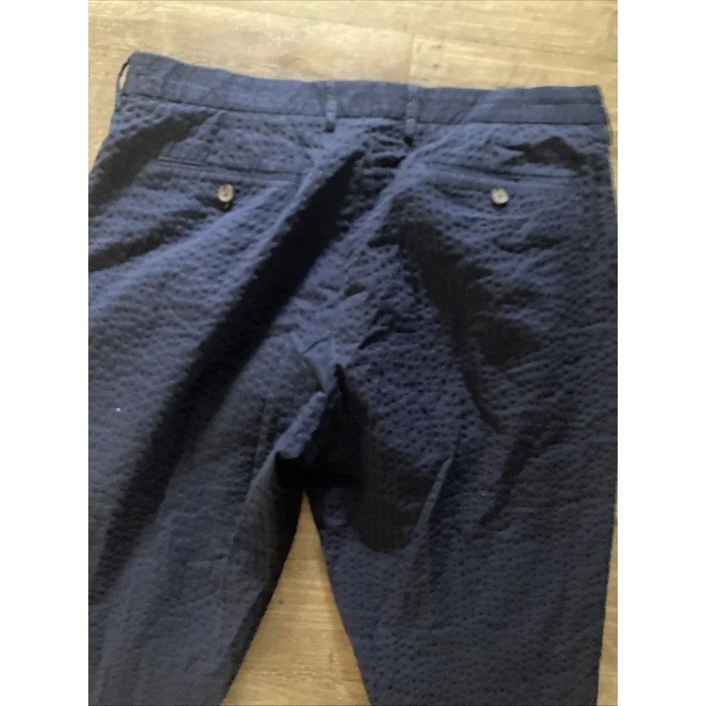 J by J.CREW Pants Mens Size 38 X 32  Blue Seersucker Slim Casual Tapered